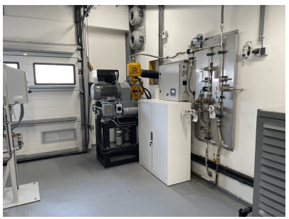 Industrial equipment in a maintenance room.