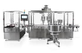 Automated liquid filling machine with controls.