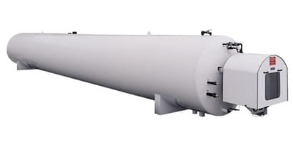 Large cylindrical white storage tank.